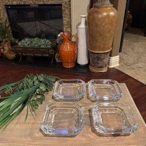 Set Of 4 Beautiful Crystal Kosta Boda Trays, 5” x 5”.